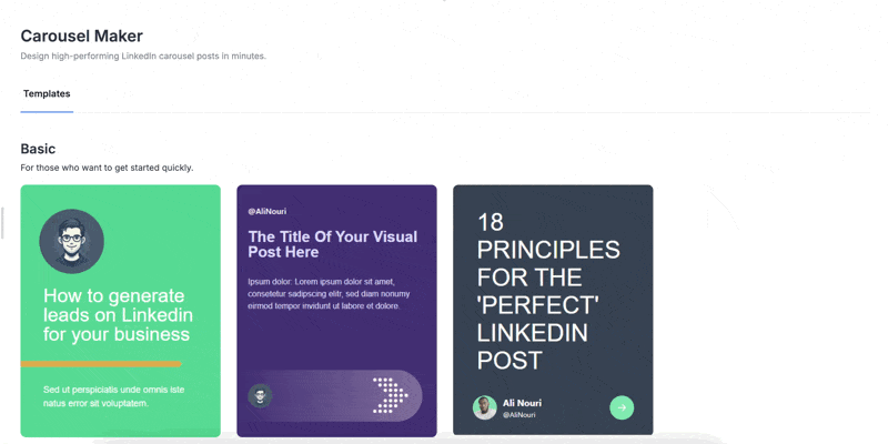 Customize templates with unlimited slides, your brand, and colors with Nily AI LinkedIn Carousel Generator