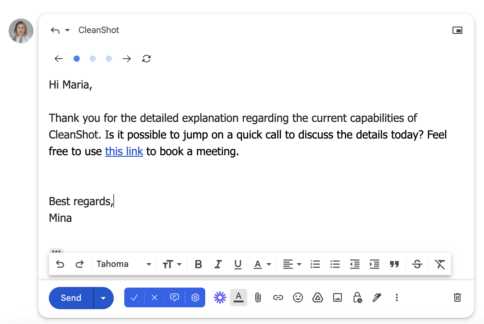 Insert meeting links automatically with Nily AI Email Writer