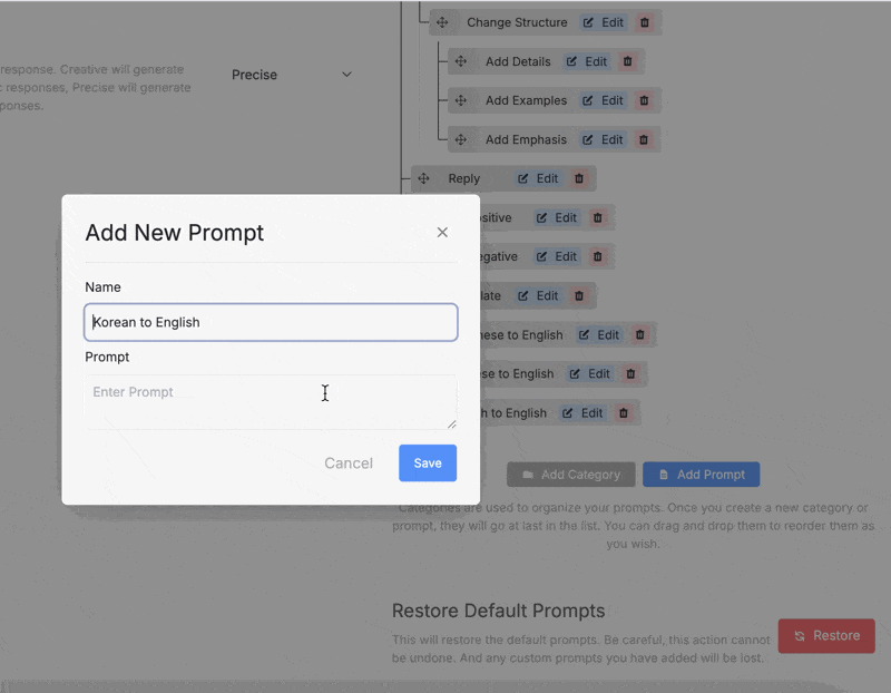 Create limitless custom prompts to Nily's Chrome AI sidebar to fit your daily workflow.